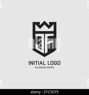 Initial JF logo shield shape, creative esport logo design vector graphic Stock Vector