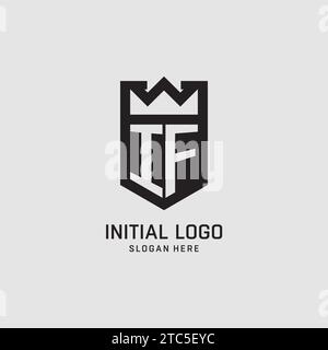 Initial IF logo shield shape, creative esport logo design vector graphic Stock Vector