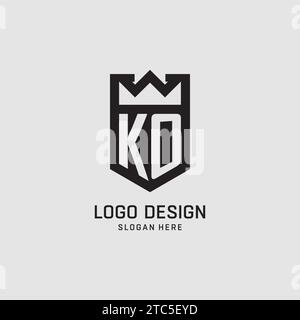 Initial KO logo shield shape, creative esport logo design vector graphic Stock Vector