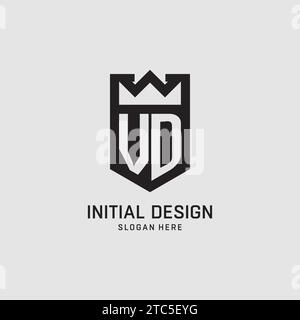 Initial VD logo shield shape, creative esport logo design vector graphic Stock Vector