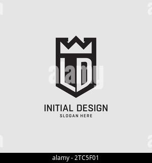 Initial LD logo shield shape, creative esport logo design vector graphic Stock Vector