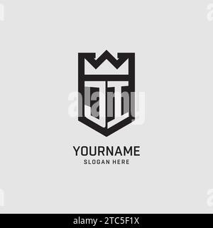 Initial JI logo shield shape, creative esport logo design vector graphic Stock Vector