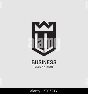 Initial LL logo shield shape, creative esport logo design vector graphic Stock Vector
