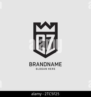 Initial CZ logo shield shape, creative esport logo design vector graphic Stock Vector