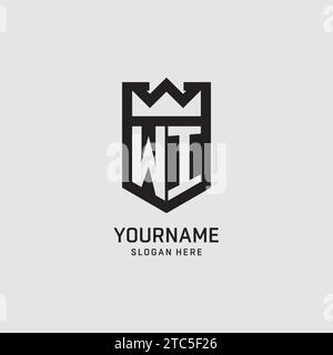 Initial WI logo shield shape, creative esport logo design vector graphic Stock Vector