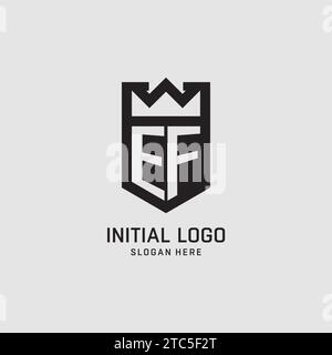 Initial EF logo shield shape, creative esport logo design vector graphic Stock Vector