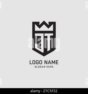 Initial JT logo shield shape, creative esport logo design vector graphic Stock Vector