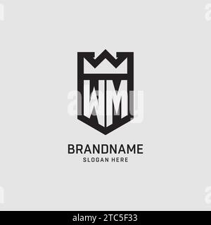 Initial WM logo shield shape, creative esport logo design vector graphic Stock Vector