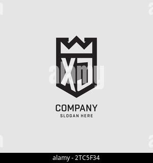 Initial XJ logo shield shape, creative esport logo design vector graphic Stock Vector