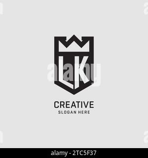 Initial LK logo shield shape, creative esport logo design vector graphic Stock Vector