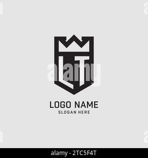 Initial LT logo shield shape, creative esport logo design vector graphic Stock Vector