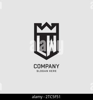 Initial LW logo shield shape, creative esport logo design vector graphic Stock Vector