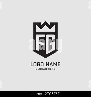 Initial FG logo shield shape, creative esport logo design vector graphic Stock Vector