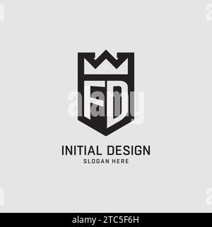 Initial FD logo shield shape, creative esport logo design vector graphic Stock Vector