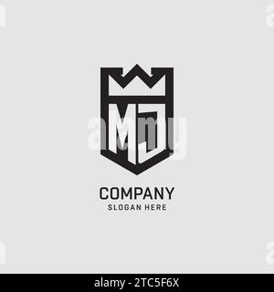 Initial MJ logo shield shape, creative esport logo design vector graphic Stock Vector