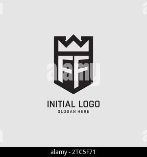 Initial FF logo shield shape, creative esport logo design vector graphic Stock Vector