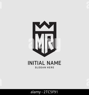 Initial MR logo shield shape, creative esport logo design vector graphic Stock Vector