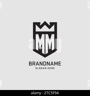 Initial MM logo shield shape, creative esport logo design vector graphic Stock Vector