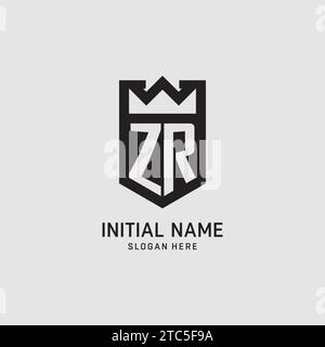 Initial ZR logo shield shape, creative esport logo design vector graphic Stock Vector
