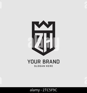 Initial ZH logo shield shape, creative esport logo design vector graphic Stock Vector