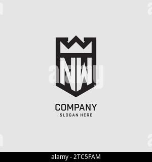 Initial NW logo shield shape, creative esport logo design vector graphic Stock Vector