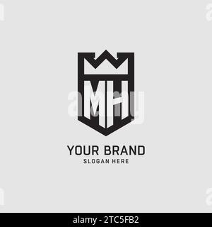 Initial MH logo shield shape, creative esport logo design vector graphic Stock Vector