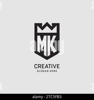Initial MK logo shield shape, creative esport logo design vector graphic Stock Vector