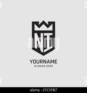 Initial NI logo shield shape, creative esport logo design vector graphic Stock Vector