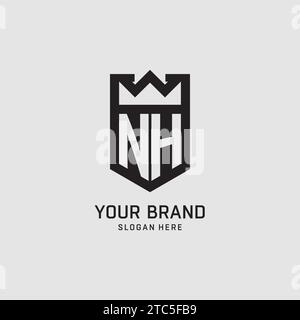 Initial NH logo shield shape, creative esport logo design vector graphic Stock Vector