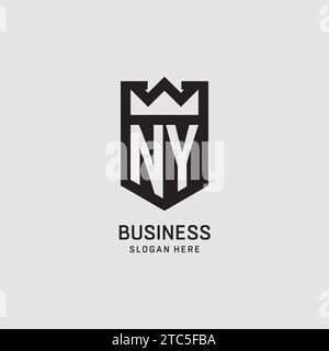 Initial NY logo shield shape, creative esport logo design vector graphic Stock Vector