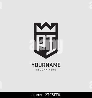 Initial PI logo shield shape, creative esport logo design vector graphic Stock Vector