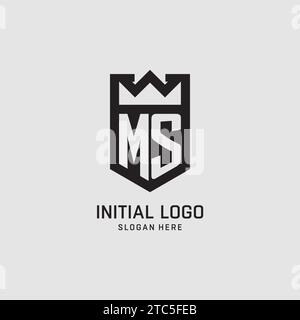 Initial MS logo shield shape, creative esport logo design vector graphic Stock Vector