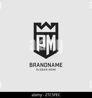 Initial PM logo shield shape, creative esport logo design vector graphic Stock Vector