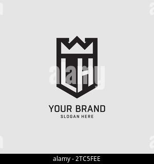 Initial LH logo shield shape, creative esport logo design vector graphic Stock Vector