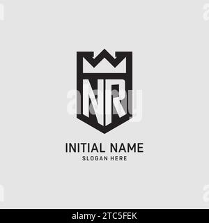 Initial NR logo shield shape, creative esport logo design vector graphic Stock Vector