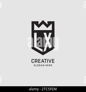 Initial LX logo shield shape, creative esport logo design vector graphic Stock Vector