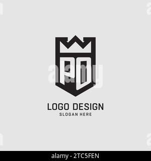 Initial PO logo shield shape, creative esport logo design vector graphic Stock Vector
