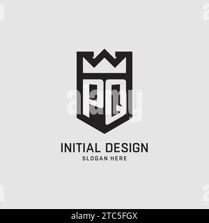 Initial PQ logo shield shape, creative esport logo design vector graphic Stock Vector
