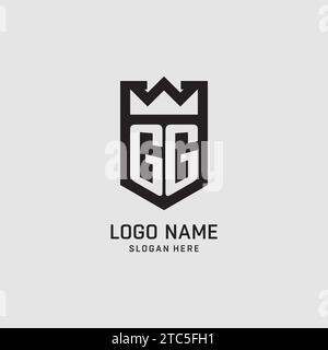 Initial GG logo shield shape, creative esport logo design vector graphic Stock Vector