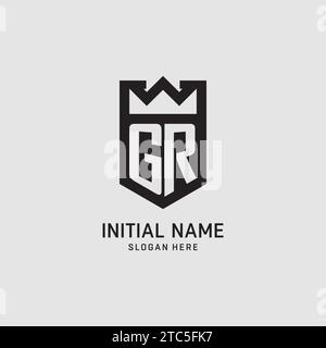 Initial GR logo shield shape, creative esport logo design vector graphic Stock Vector