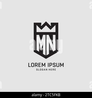 Initial MN logo shield shape, creative esport logo design vector graphic Stock Vector