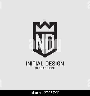 Initial ND logo shield shape, creative esport logo design vector graphic Stock Vector