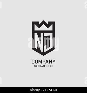 Initial NJ logo shield shape, creative esport logo design vector graphic Stock Vector