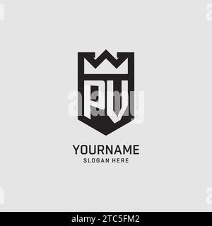 Initial PV logo shield shape, creative esport logo design vector graphic Stock Vector