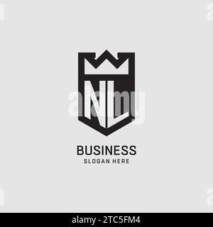 Initial NL logo shield shape, creative esport logo design vector graphic Stock Vector