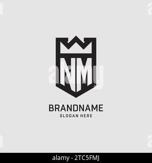 Initial NM logo shield shape, creative esport logo design vector graphic Stock Vector