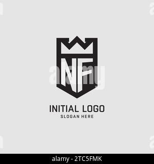 Initial NF logo shield shape, creative esport logo design vector graphic Stock Vector
