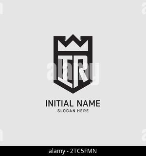 Initial IR logo shield shape, creative esport logo design vector graphic Stock Vector