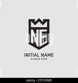 Initial NE logo shield shape, creative esport logo design vector graphic Stock Vector