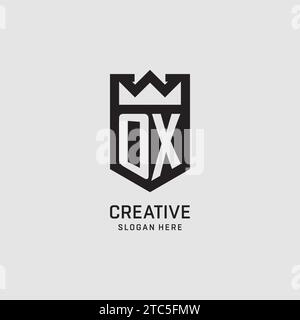 Initial OX logo shield shape, creative esport logo design vector graphic Stock Vector